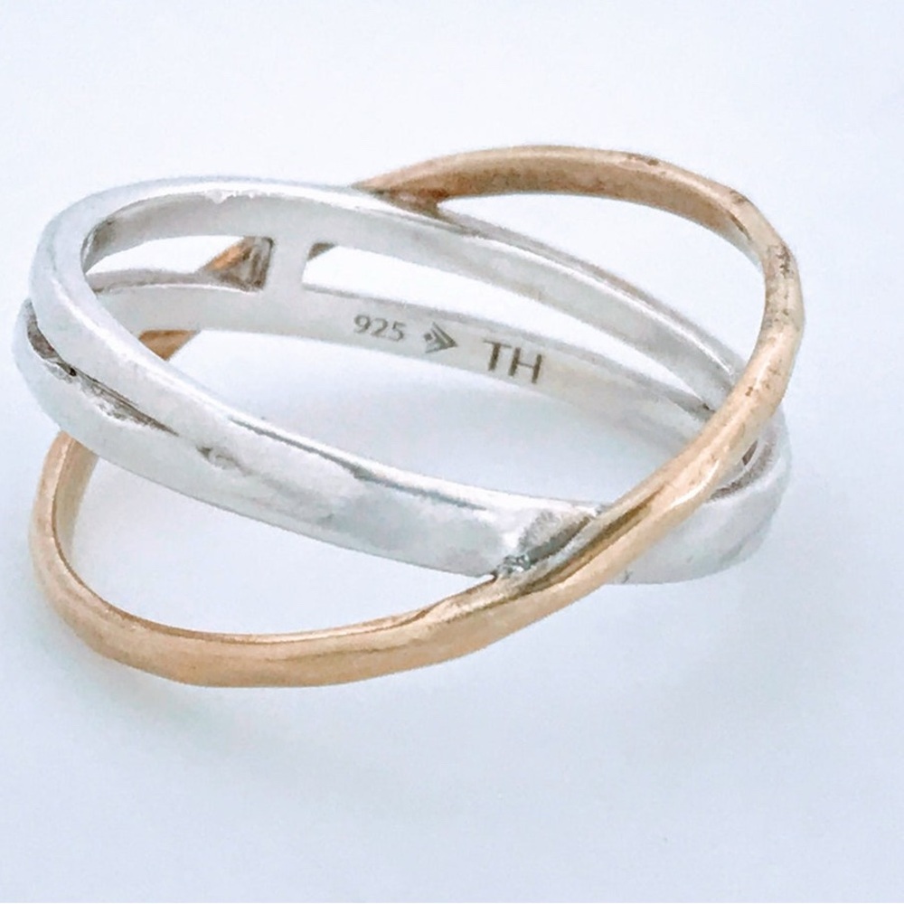 Silpada two tone hammered crisscross band cross band size 8 mixed metal